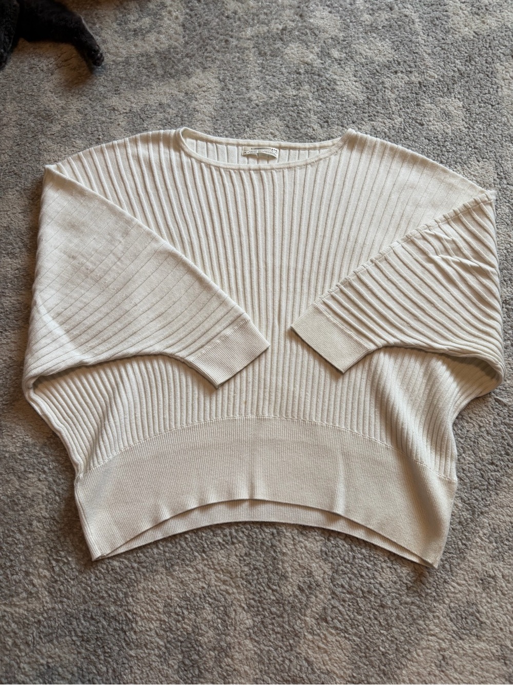 Anthropologie Light Cream Ribbed Batwing Women's Sweater